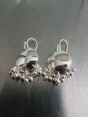 Silpada Sterling Silver Disk Earrings with Cha Cha Balls on French wires